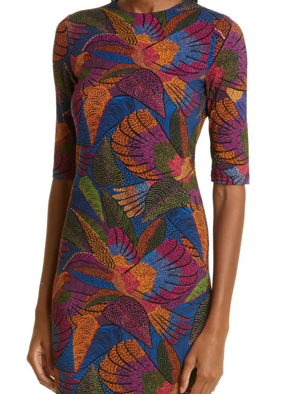 Farm Rio Size L Vibrant Multicolor Printed Mini Dress